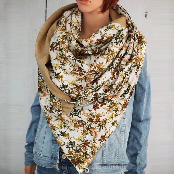 

scarves women printing scarf fashion retro female multi-purpose shawl button ladies elegant soild dot neck gaiter winter wrap, Blue;gray