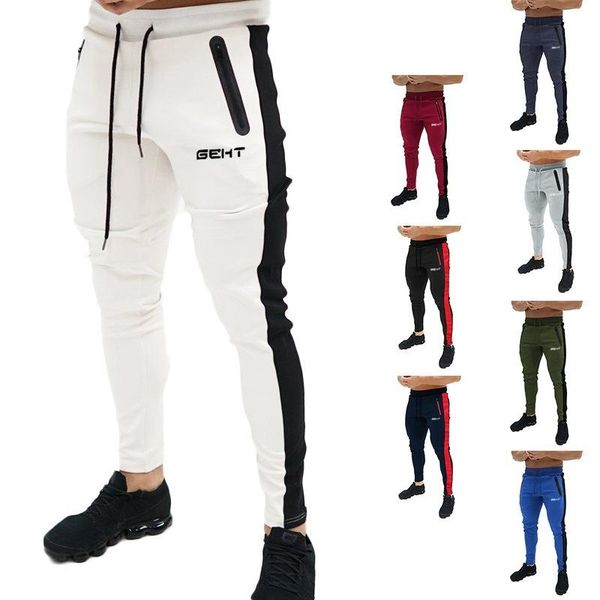 

men's autumn trousers fashion jogging pants male fitness bodybuilding sports casual size m-2xl, Black