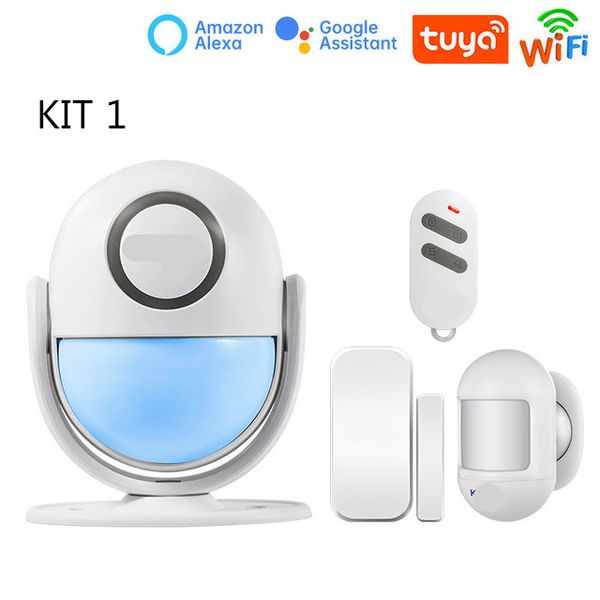 

tuya smart home security wifi alarm system works with alexa 120db pir detector door/window sensor wireless app burglar