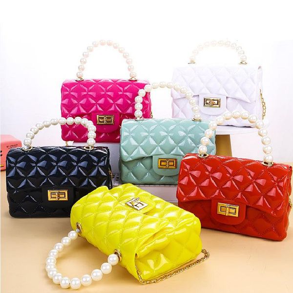 

school bags 2021 pearl hand jelly e bag shoulder diagonal tide women's chain ladies