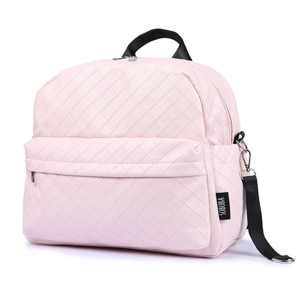 

soboba fashionable plaid pink diaper bag for mommies large capacity well-organized space maternity backpack for strollers 210922