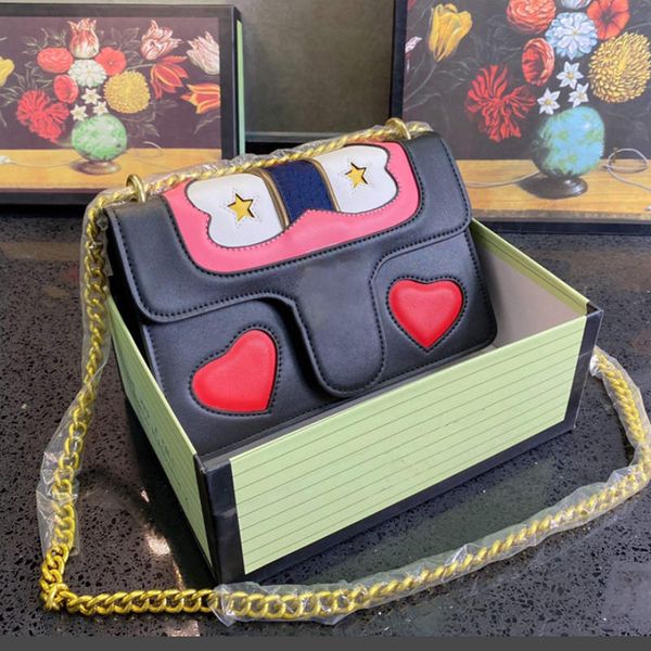 

designers women crossbody bag heart embossing letters chain bags valentine's day edition 2 colors with box
