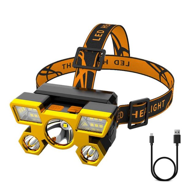 

bike lights 5 led with built-in 18650 battery usb rechargeable portable lantern headlamp outdoor camping headlight