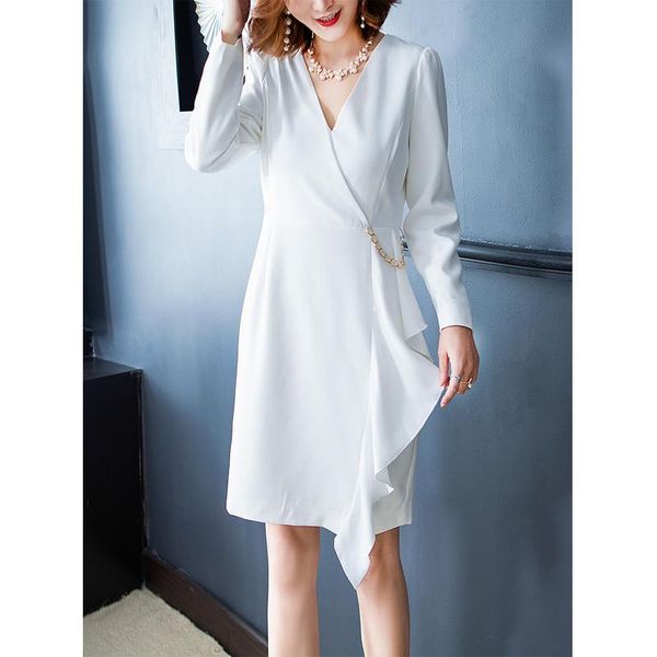 

casual dresses 2021 summer ruffled v-neck waist slim dress, Black;gray