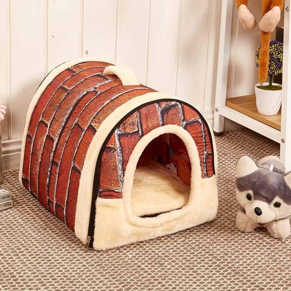 

pet house foldable bed soft winter leopard dog puppy sofa cushion kennel nest cat for small medium dogs kennels & pens
