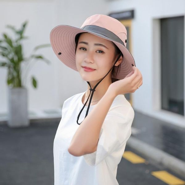

women bucket hat female cap fishermen hats outdoor uv protection foldable mesh wide beach travel fishing, Black;white