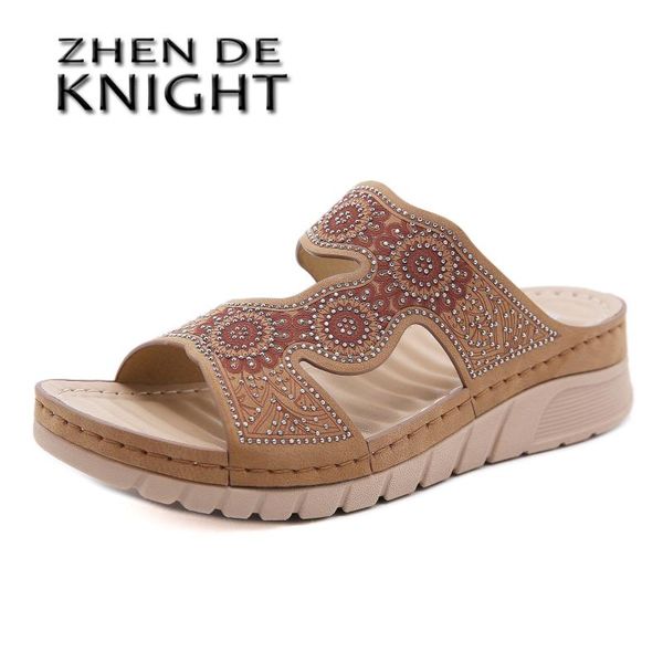 

slippers women summer 2021 open toe hollow ladies platform shoes slides outdoor beach slip-on wedges sandals plus size 42, Black