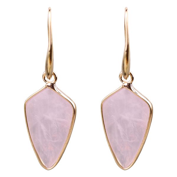 

natural powder rose pink crystal marble pendant dangle chandelier earrings, Silver