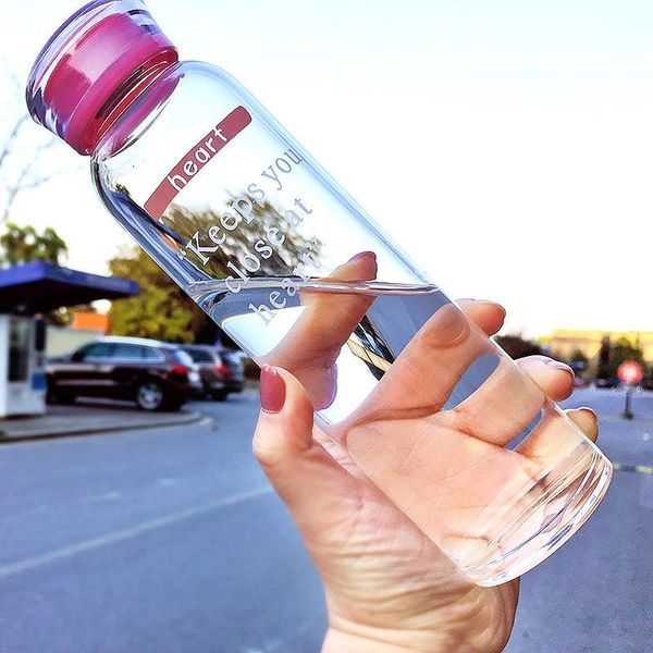 

water bottles korean cute candy color glass bottle for gilr portable outdoor juice drinking