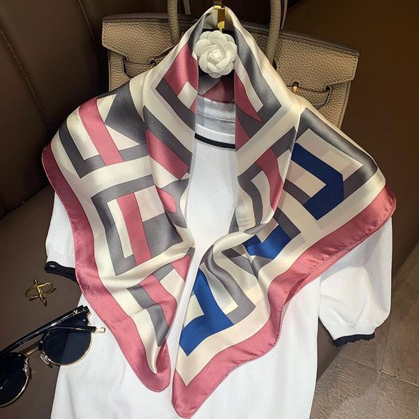 

scarves koi leaping women fashion soft small silk scarf graffiti pattern summer sunscreen silky gift, Blue;gray