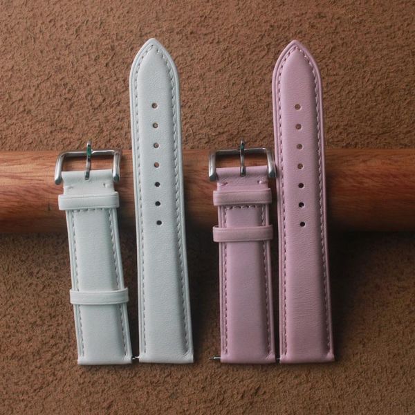 

watch bands 12 14 16 17 18 19 20mm smooth genuine leather watchband pink white waterproof calfskin strap quicke release pins spring bar lady, Black;brown