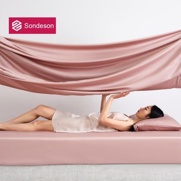 

sheets & sets sondeson luxury pink 100% silk fitted sheet 25 momme healthy beauty queen king bed with elastic band case for sleep