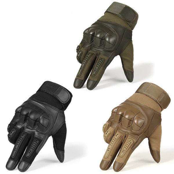 

touch screen hard knuckle tactical gloves pu leather combat airsoft outdoor sport cycling paintball hunting swat, Black;green