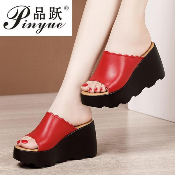 

8cm high heel sandals women summer wedges shoes platform fashion open toe ladies slingback sandal size 32--43 slippers, Black
