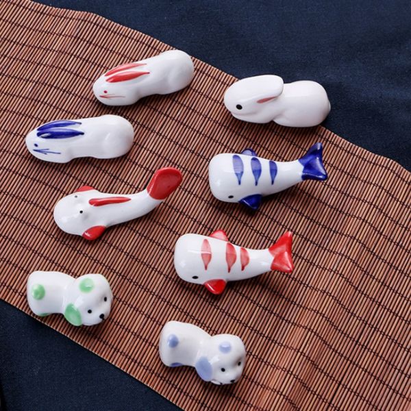 Titular de pauzinho de cerâmica japonês Creative Hotel Restaurante Chopsticks Cremalheiras Peixe Animal Suportes