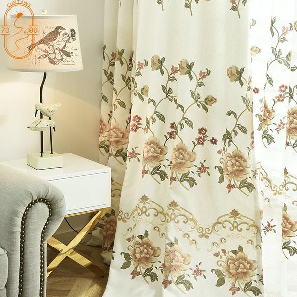 

curtain & drapes american country garden flower and bird embroidered curtains for living room bedroom screens semi-shading