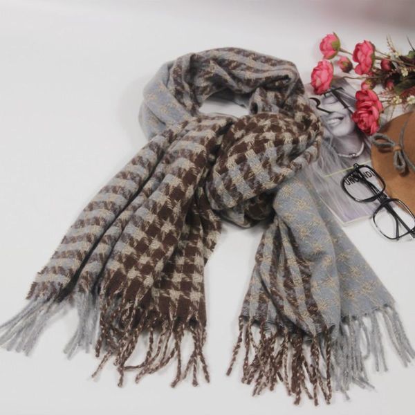 

hats, scarves & gloves sets double houndstooth circle imitation cashmere shawl europe america autumn winter wild neutral blanket scarf fashi, Blue;gray