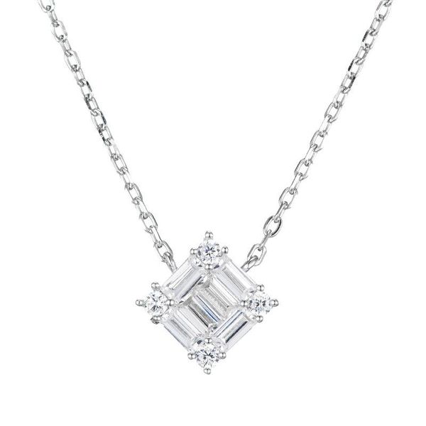 

pendants 925 sterling silver necklace female simple inlaid zircon creative temperament clavicle chain pendant jewelry, Black