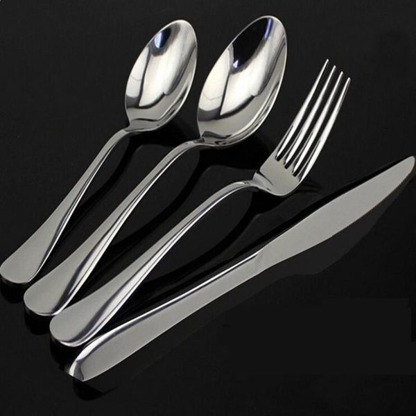 

forks wholesale(4pieces/set) cutlery set dinner knife spoon fork flatware sets stainless steel kitchen gifts