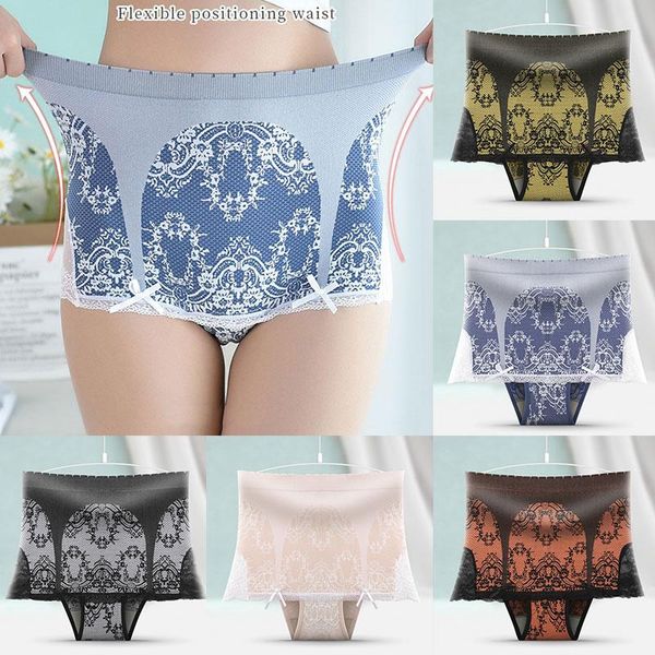 

women's panties hip lift abdomen control ladies briefs intimates underpants high waist fashion floral lace underwear daily wear, Black;pink