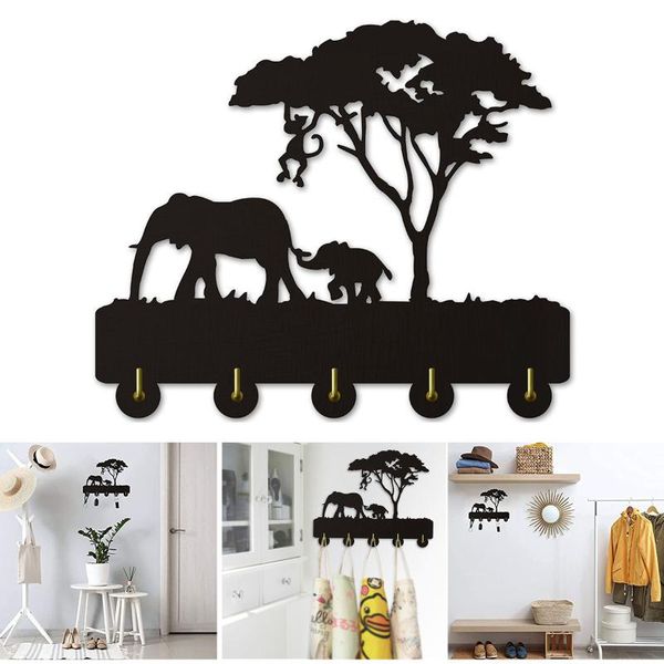 

hooks & rails wall mount hanger with 5 durable long lasting easy to install reusable home decoration for entrance office