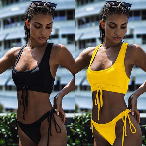 

micro thong bikini 2021 women solid bikini set push-up unpadded bra swimsuit swimwear triangle bather suit swimming suit biquini