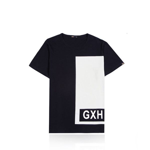 

shirt gxxh summer new large size men's loose round neck short-sleeved printing black and white stitching casual t-shirt 7xl, White;black