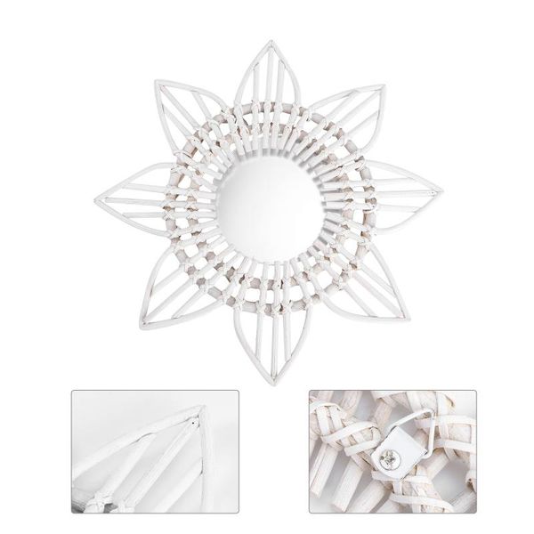

mirrors 1pc rattan weaving wall-mounted mirror el decorative makeup white