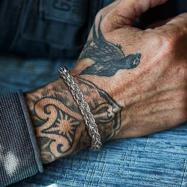 

bracelet textured cage link men's bracelets stainless steel 3 dimensional chain link brazalets 7mm, Black