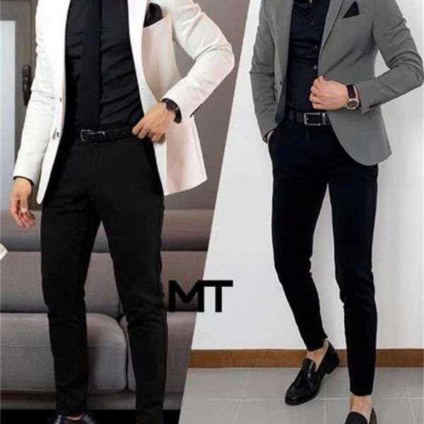 

men's suits & blazers fashion homme wedding attire male groom suit g1d0, White;black
