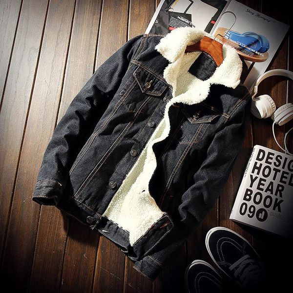 

men's jackets winter mens denim fashion men fleece thick warm jeans jacket casual slim outwear windbreaker cowboy coats 6xl, Black;brown