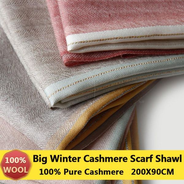 

scarves 100% cashmere scarf women 2021 big blanket winter shawls and wraps for ladies pashmina echarpe warm pure, Blue;gray
