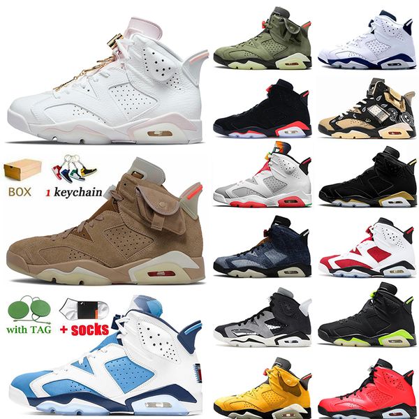 

fashion jorden retro 6 mens basketball shoes with box jumpman unc travis scotts british khaki air jordan 6s trainers carmine electric jordon
