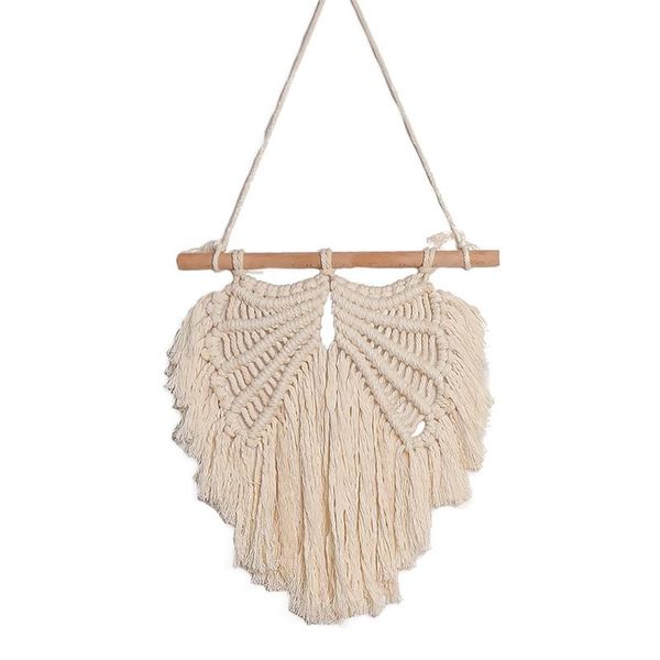 

tapestries macrame wall hanging, hand-woven angel wings tapestry chic boho geometric art decor for wedding living room bedroom