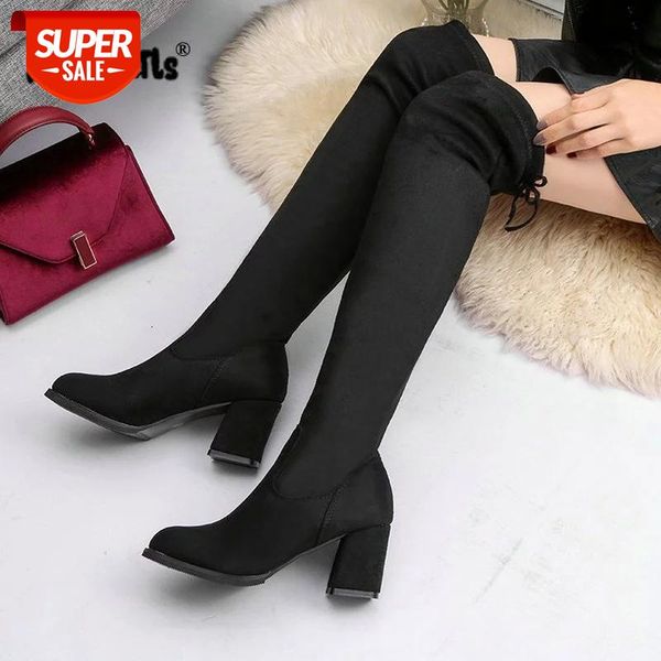 

women casual over the knee boots shoes winter women female round toe platform high heels pumps warm snow boots shoes mujer w391 #tj7n, Black