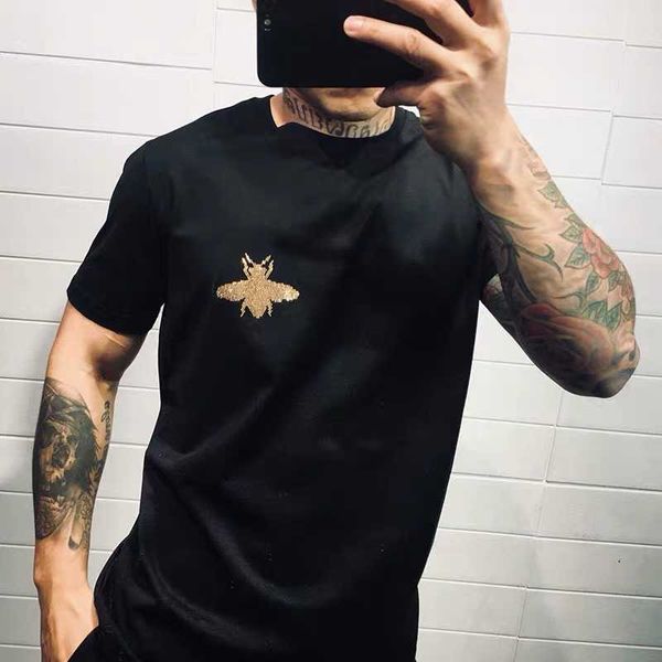 

men's t-shirts t-shirt rhinestone and women's short sleeve hip hop diamond luxury design 100% cotton, White;black