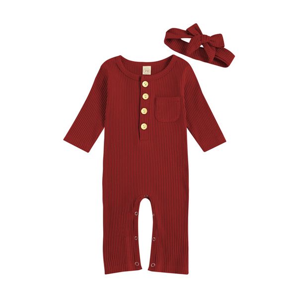 

newborn baby romper girls boys cute ribbed knitted clothes for kids long sleeve autumn rompers jumpsuit headband outfits, Blue