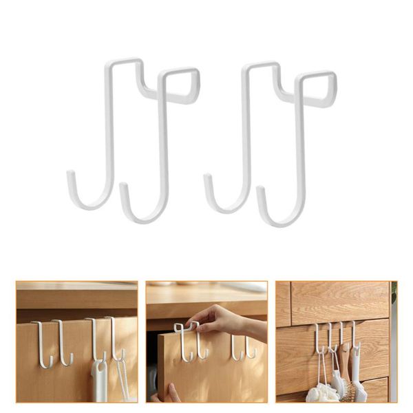 

storage bags door hook2 pcs 1 set white stainless steel hooks household pan bathroom kitchen wall stickers