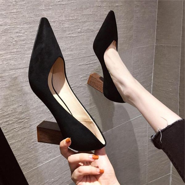 

dress shoes spring fashion pointed wild high heels, Black