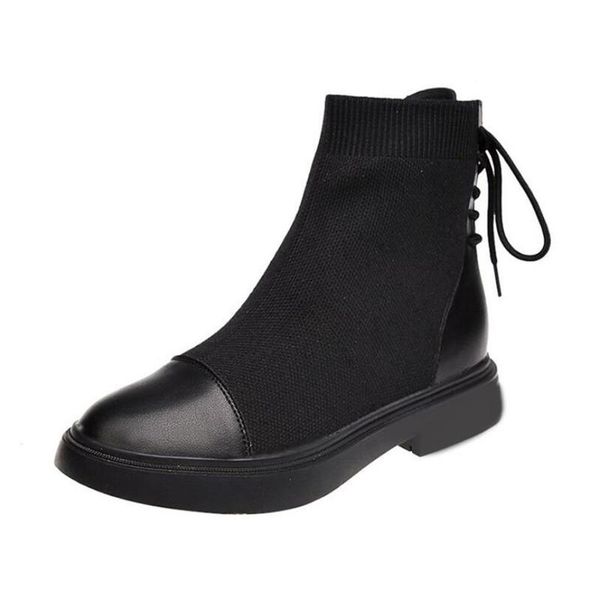 

boots autumn and winter knitted women's stretch wool knit breathable wild casual short tube female socks, Black