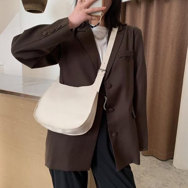 

storage bags soft pu leather women purple underarm bag retro solid color ladies baguette handbags fashion design girls small shoulder