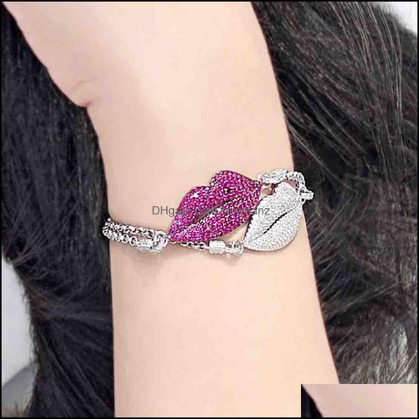 

link, chain bracelets jewelry s1802 fashion lip bracelet diamond rhinstone pendant drop delivery 2021 nh6co, Black