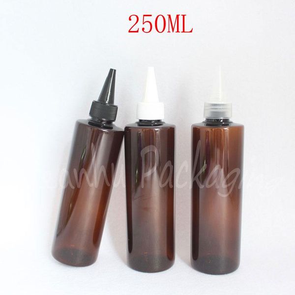 

brown plastic bottle pointed mouth cap , 250cc makeup sub-bottling shampoo / jam packaging ( 25 pc/lot ) storage bottles & jars