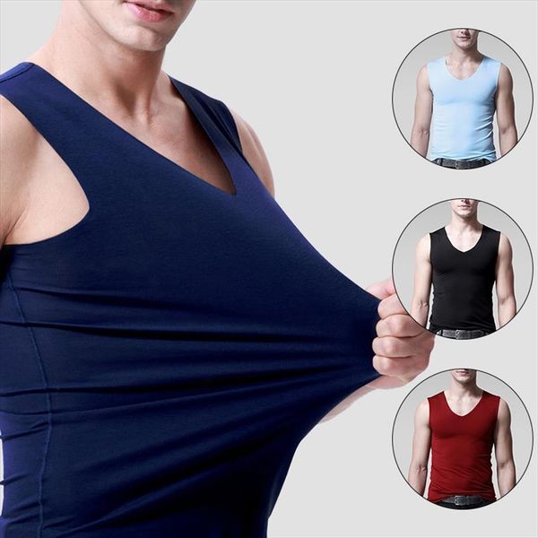 

mens summer elastic ice silk vest seamless sleeveless wide shoulder undershirt solid color breathable sports plus size 5xl, White;black