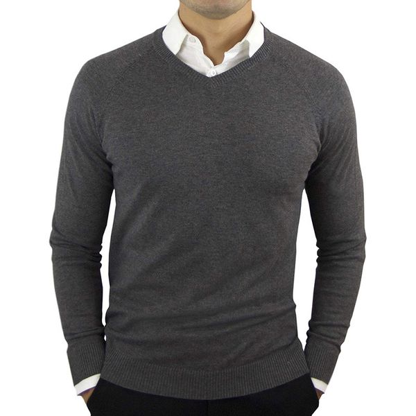 

2021 winter new men's v-neck sweaters black brand knitted pullovers men solid color casual male sweater autumn knitwear, White;black
