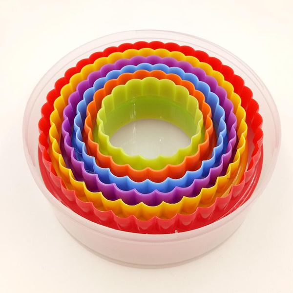 

6pcs/set plastic round shape cookie cutter moulds sugarcraft fondant cake decorating diy kitchen baking tools