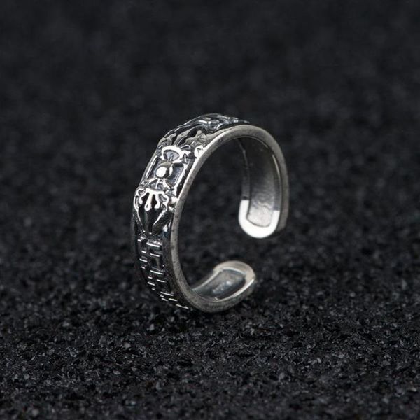 

silver vajra ring original pure s925 sterling rings for women men jewelry open adjustable size lovers cluster, Golden;silver
