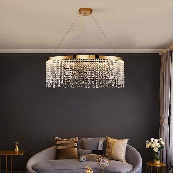 

pendant lamps modern luxury crystal led lights lustre duplex villa loft hanging light fixture bedroom living dining room decor lamp