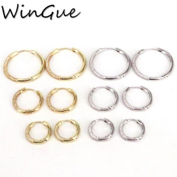 

hoop & huggie 1 pair, trendy round crystal earring for women vintage zirconia earrings minimalist big small hoops 2021 jewelry, Golden;silver