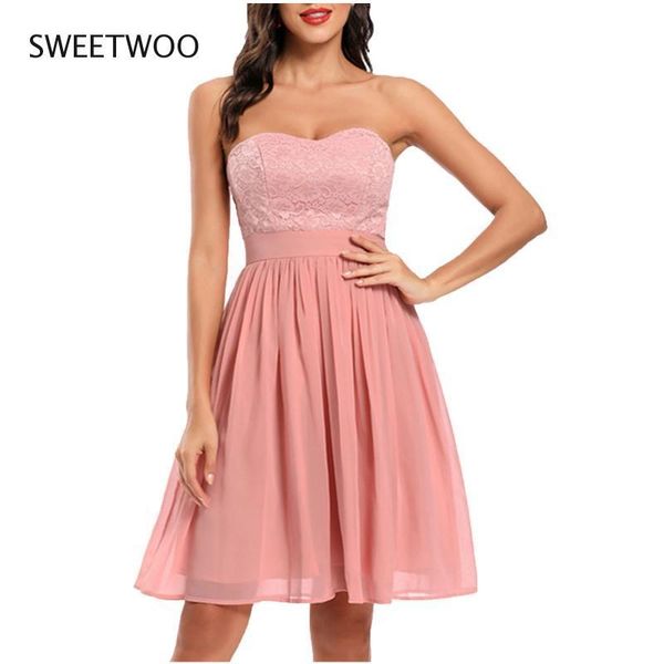 

women's swimwear summer tube dress wedding strapless women retro sleeveless princess floral lace v-neck swing, White;black